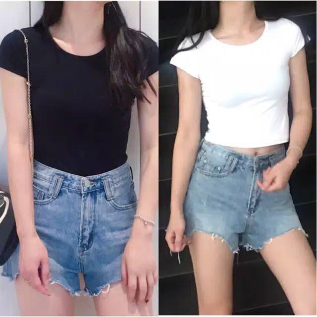 BASIC CROP TEE / BAJU CROP TOP /KAOS POLOS