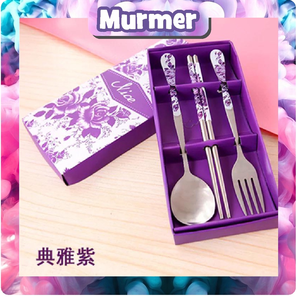 MurmerOfficial R050 Sendok Garpu Sumpit Set 3 in 1 Makanan Stainless Steel Souvenir Nikah