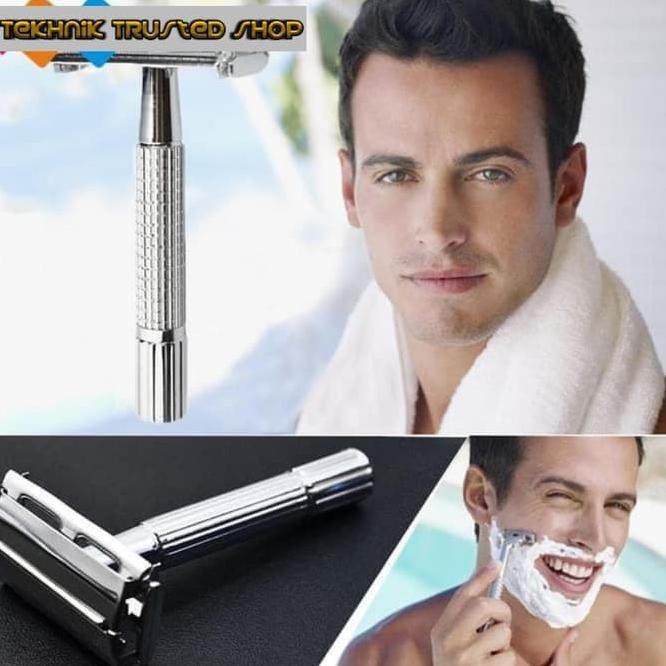 

(Update!!) Alat cukur kumis jenggot isi ulang clasic besi stainless plus silet