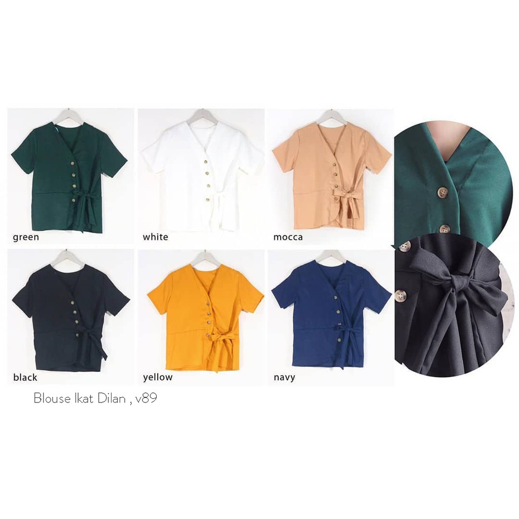 fashion lengan pendek cewe import quality blouse ikat dilan