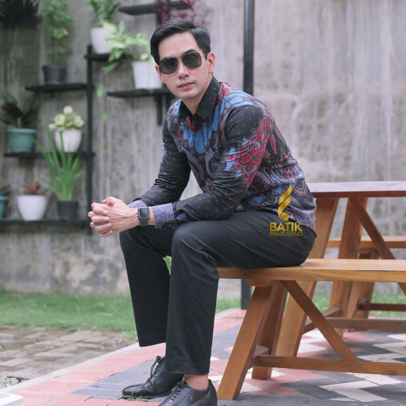 ALNADYAN Kemaja Batik Pria Dewasa Lengan Panjang Baju Laki-Laki Premium Model Slimfit Ori Batik Prab