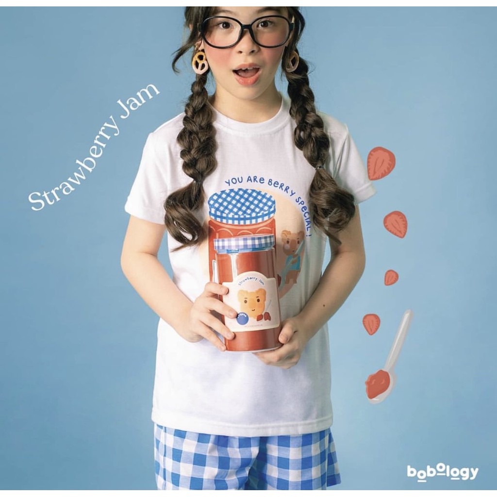 Strawberry Jam Pyjamas (Short Pants) – BOBOLOGY (Piyama PJ Baju Tidur Baju Rumah Kaos Anak)