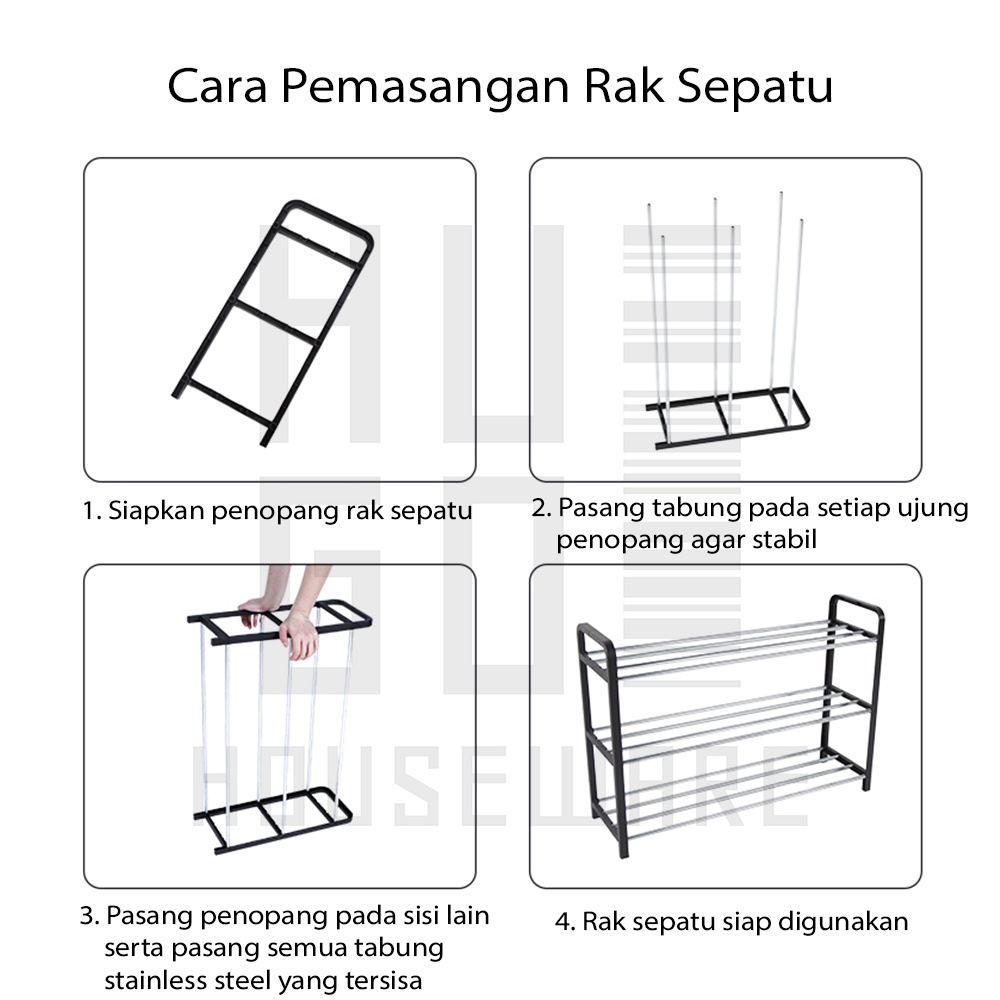 Rak Sepatu 4 dan 5 Susun Serbaguna Portable Tempat Sepatu Sandal HUGO