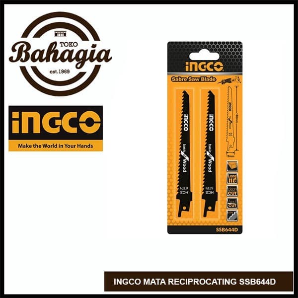 MATA GERGAJI POTONG KAYU 2PCS / MATA RECIPROCATING KAYU INGCO SSB644D