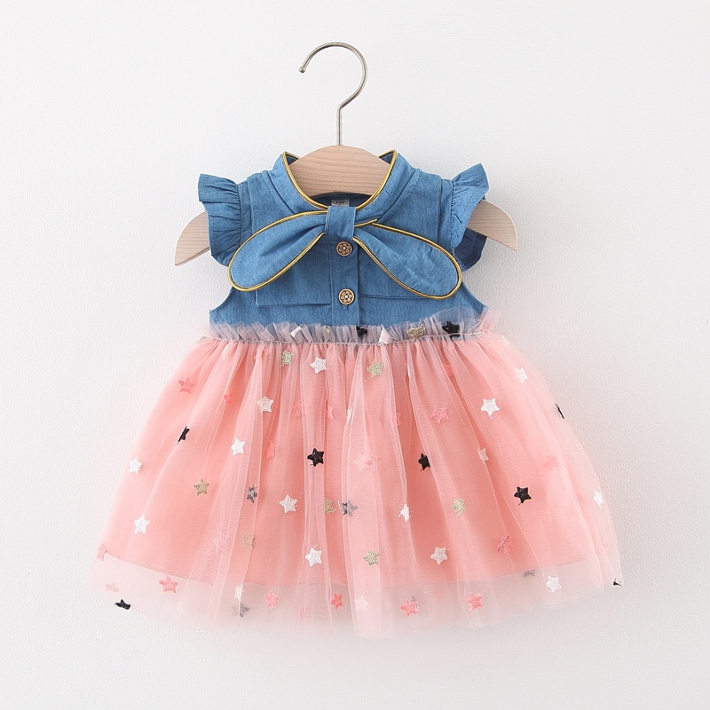 [eleypan.kids] Dress Anak IMPORT Motif Snow White Rok Renda Tutu Baju Atasan Denim Perempuan Polkadot Pita