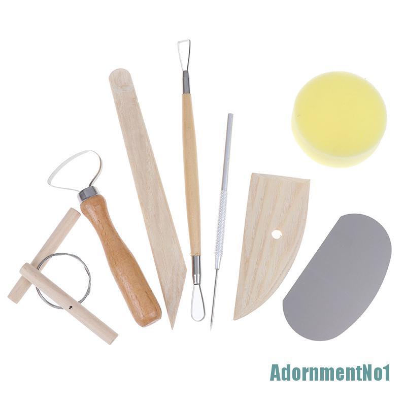 [AdornmentNo1]8pcs Pottery Clay Tool Set Pottery Ceramics Molding Tools Wood Sponge Tool