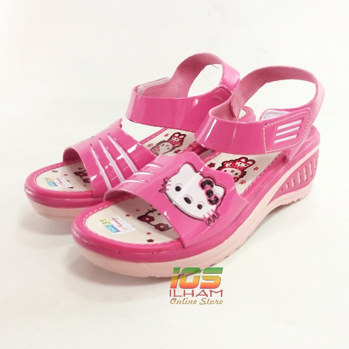 Sandal Let Anak Wedges NINNDY Hello Kitty Hak 4,5cm Size 26-35 Pink