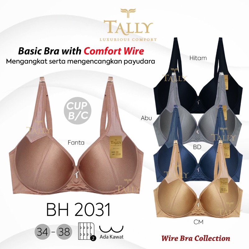 TALLY BRA BH 2031 I CUP B BESAR | BUSA TIPIS I ADA KAWAT | SIZE 34 - 38