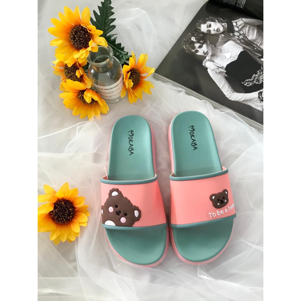 Sandal Slop Boneka Bear Mokaya 1902W-931 dan Mokaya 1902W-B61-Tosca-Pink
