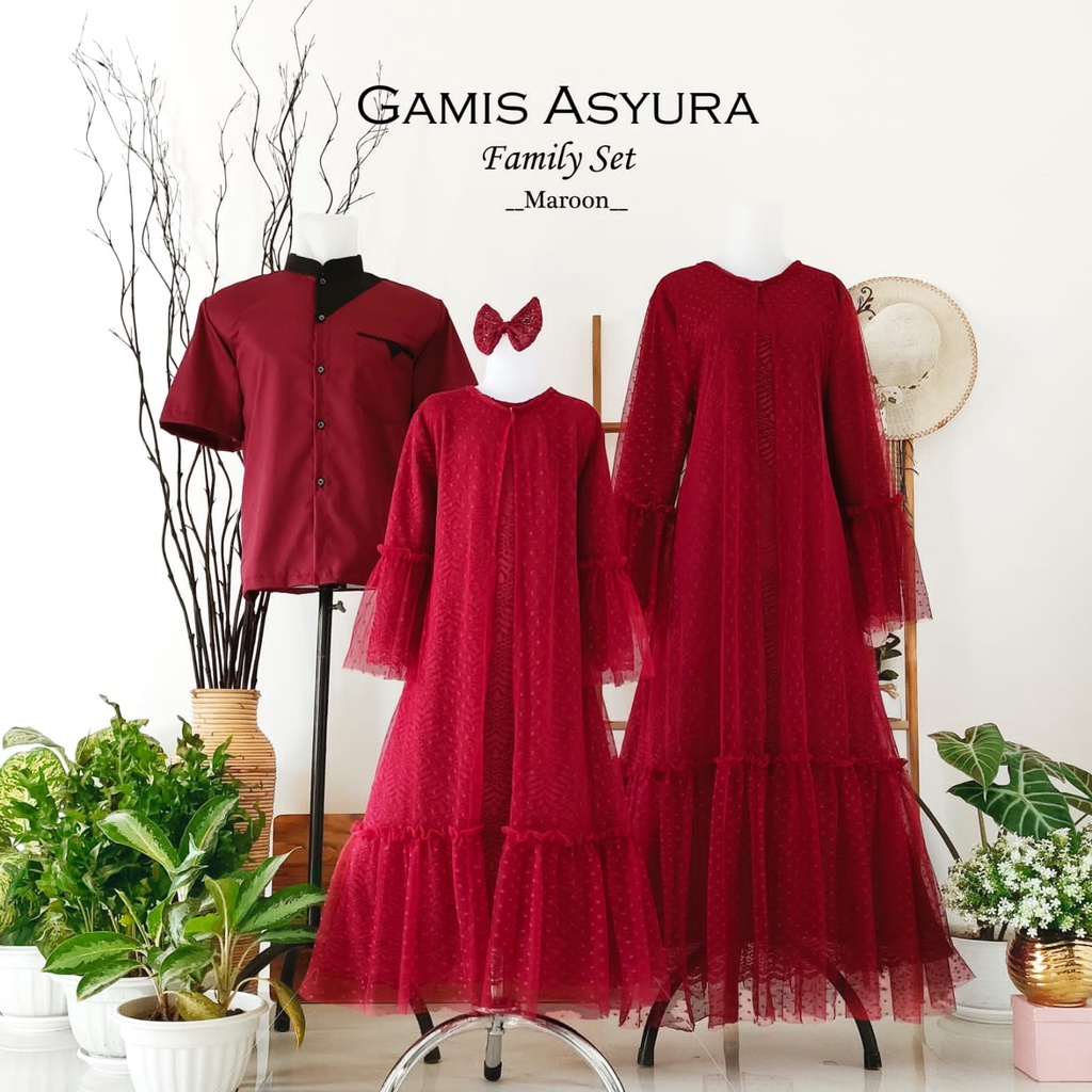 COUPLE KELUARGA GAMIS ASYURA FAMILY SET / GAMIS ASYURA MAROON