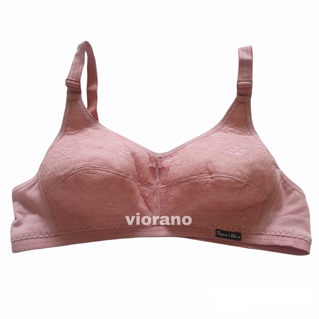 Sport Bra Bh Wanita Model Borkat Renda Tanpa Kawat Size 34 36 38 40 42