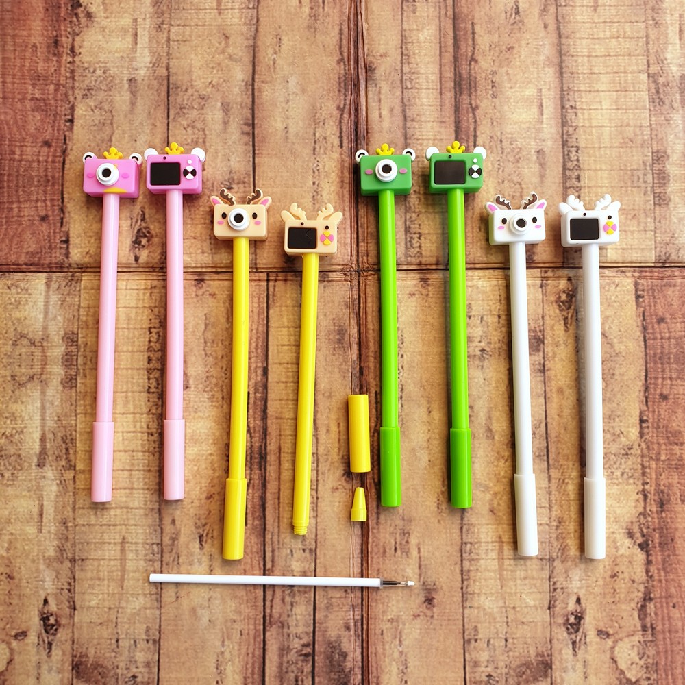 Pen isi 4 PCS - Pulpen - Gelpen Motif Animal Camera C0051 Isi 4pcs - Ballpoint Gel Lucu