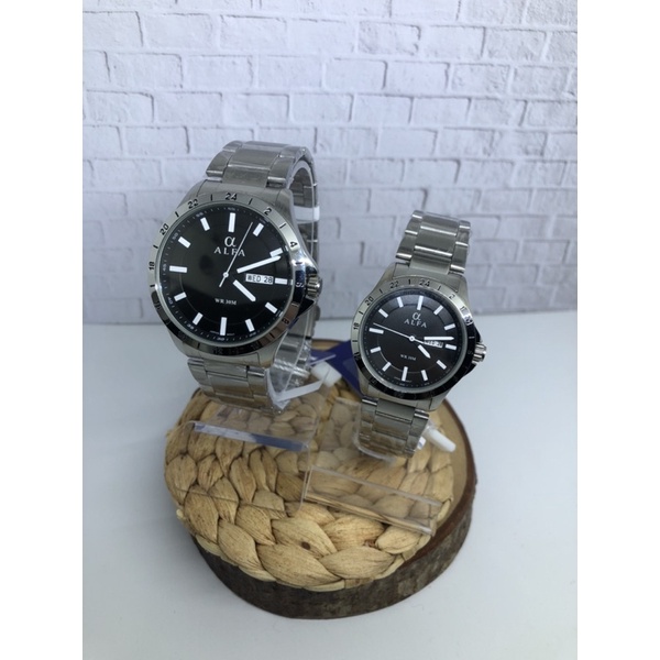 JAM TANGAN WANITA PRIA COUPLE ALFA 99021L ORIGINAL BERAGARANSI dilver jarum putih