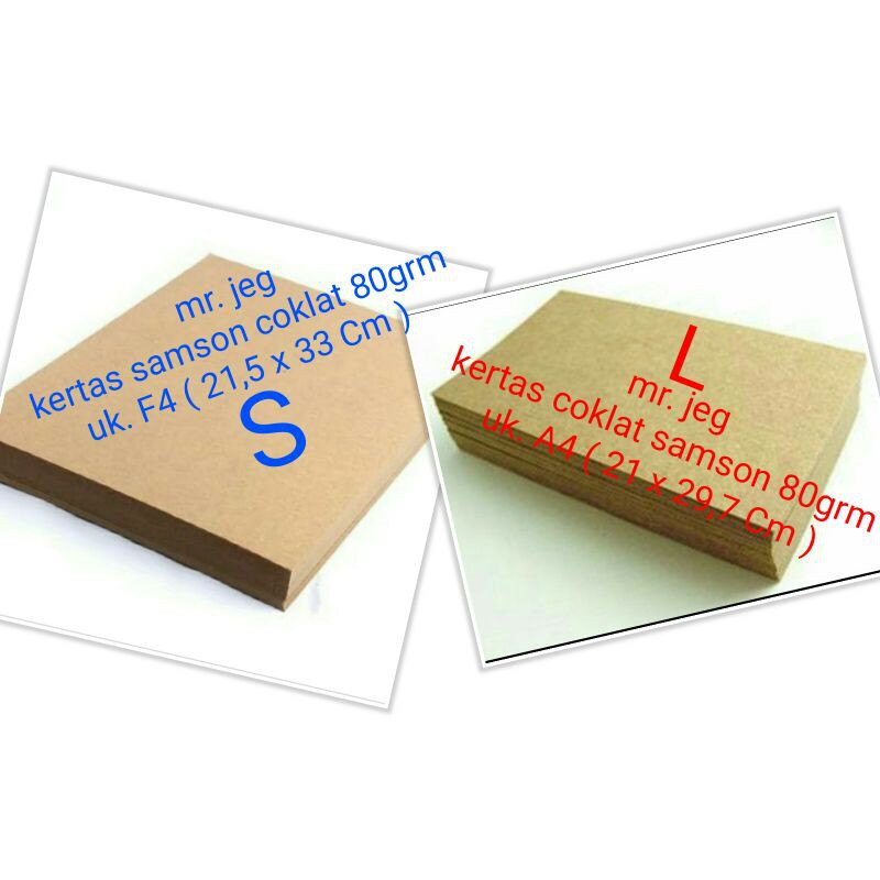 

kertas samson coklat 80grm uk F4 dan A4