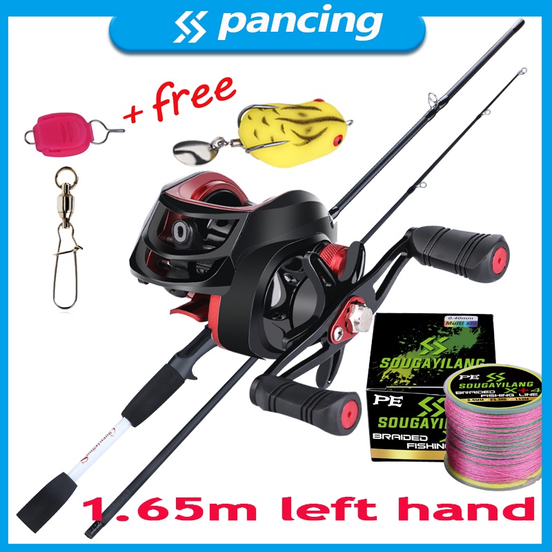 Set Joran Pancing + Baitcasting + Penggulung Senar 100m 4 Helai