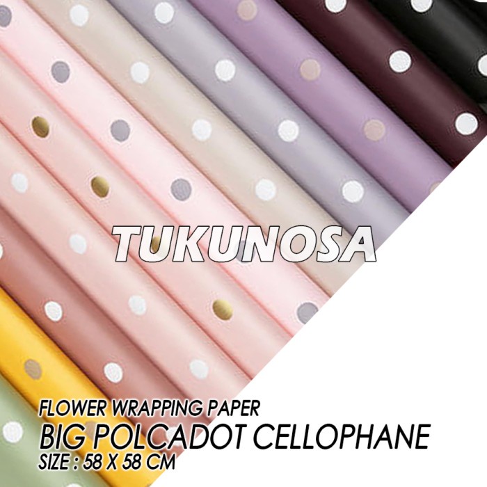 

FLOWER WRAPPING PAPER BIG POLCADOT CELLOPHANE KERTAS BOUQUET PAPER