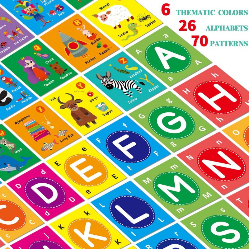 Mainan Edukasi Bayi Soft Flash Card Huruf Kartu Pintar Bahan Kain Alphabet Teytoy Baby Soft Alphabet FlashCards Toys, Baby Early Learning Puzzle Toy ABC with Storage Bag, Washable Soft Cloth Sensory Toy Buku Bantal Kain Bayi Hitam putih Kado Ultah Anak