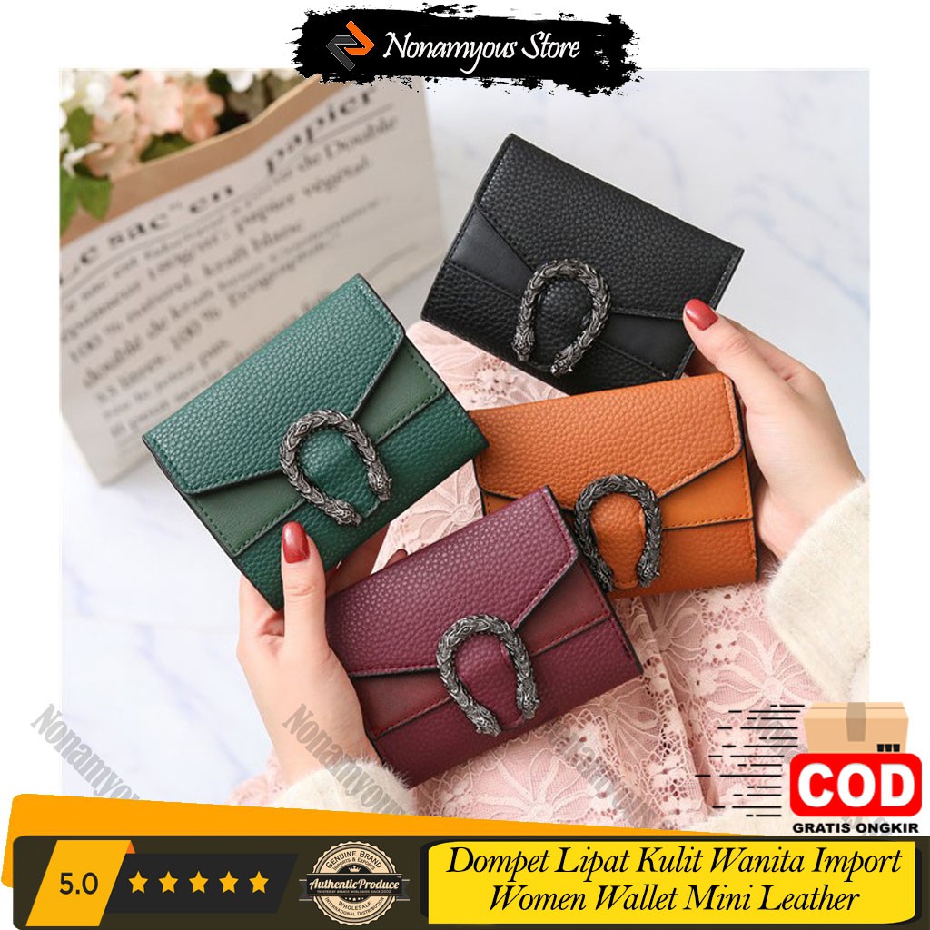 Dompet Lipat Kulit Wanita Import Women Wallet Mini Leather Solid Color