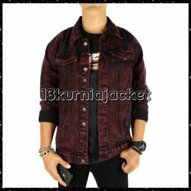 Jaket levis cowok motif polos pria sandwash black merah maron brown coklat abu abu hijau army mocca