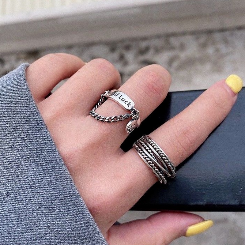 Magic789 2PCs Stylish Punk Geometric Knuckle Rings Women Fashion Finger Jewelry