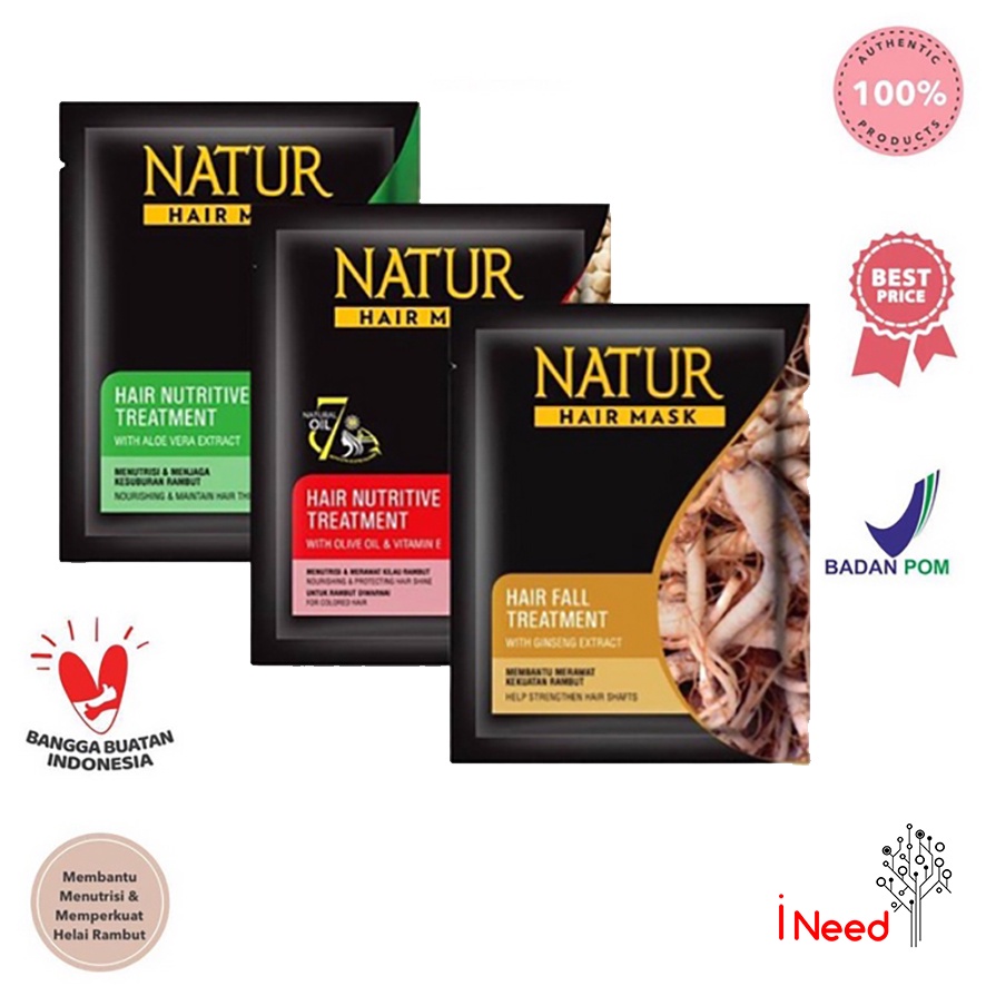 (INEED) NATUR Hair Mask Hair Nutrive Treatment - Ginseng Extract | Aloe Vera Extract | Olive Oil &amp; Vitamin E