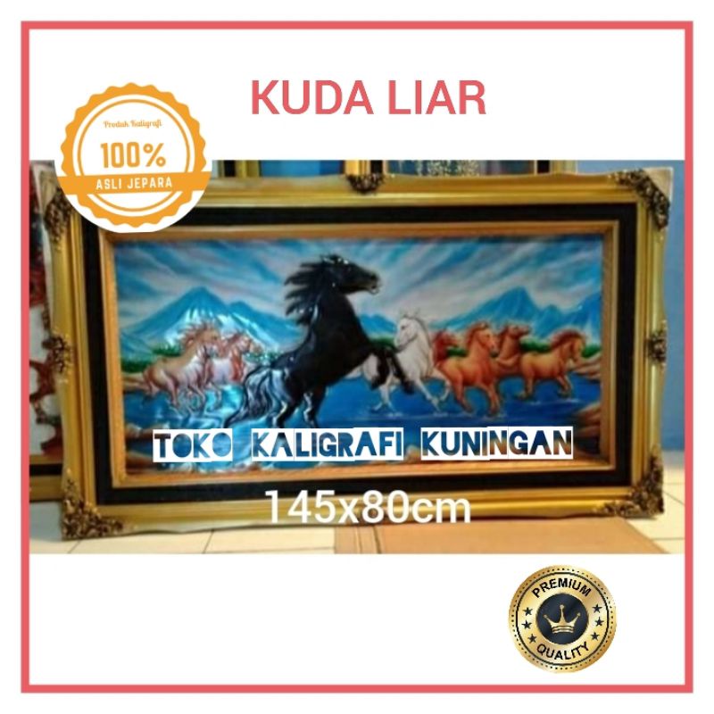 Pajangan Lukisan Hiasan Dinding Ruang Tamu Kuningan Gambar Kuda Dekorasi Dinding