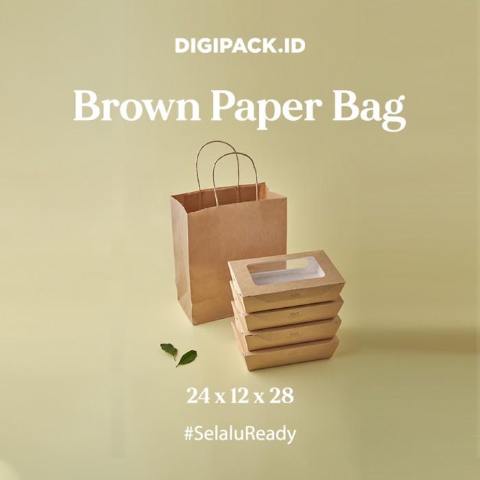 

[Digipack] Brown Paper Bag Tali 24 X 12 X 28 | Kantong Kertas Coklat 010