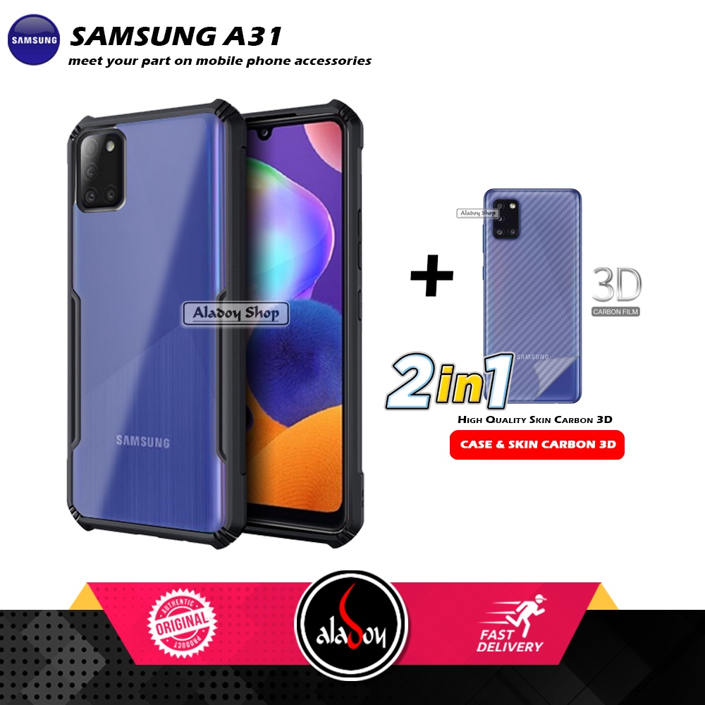 Case Samsung A31 Armor Fusion Transparent Casing Free Skin Carbon 3D