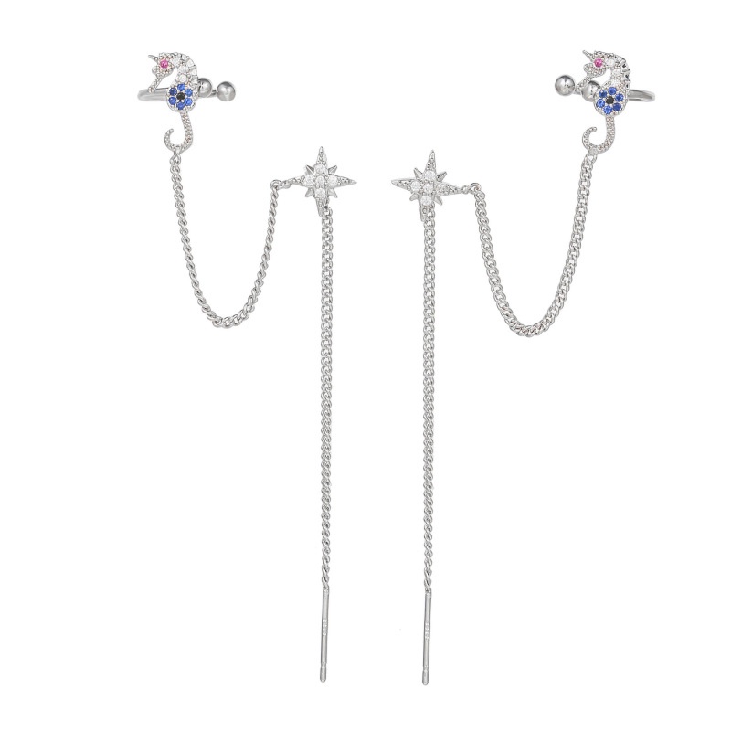 Anting Tusuk Gantung Temperament Bahan Sterling Silver 925 Desain Rumbai Panjang Untuk Wanita