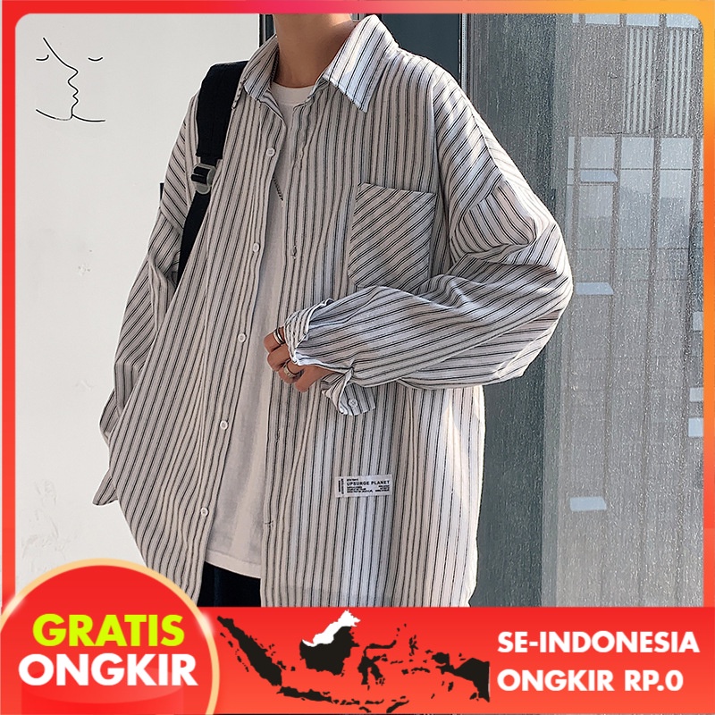 Kemeja Pria Style Kemeja Pria Wanita  Korea Tren  Lengan Panjang Kemeja Trendy Casual