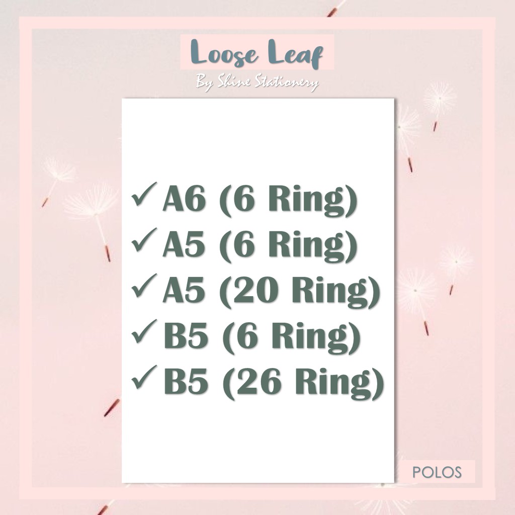

Loose Leaf B5 (6 Ring & 26 Ring)/ Loose Leaf Muraf/ Refil Binder Dot Grid Polos Garis
