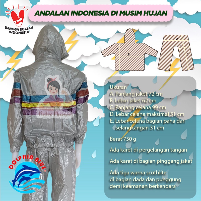 Jas Hujan Setelan Jaket Celana Optimus Dolphin Gold G 619 Original New