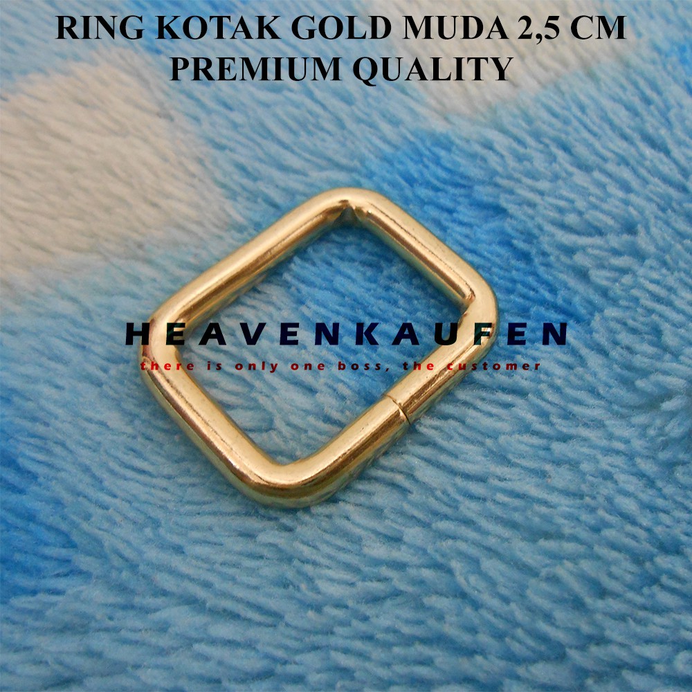 Ring Kotak Tas 2,5 cm Gold Muda / Emas Muda Tebal 4,5 mm Premium Quality