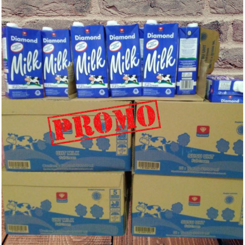 

UHT Diamond Plain Full cream 1000ml perkarton isi 12pcs