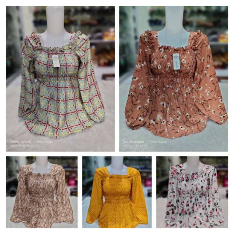 Blouse terlaris viral kekinian/Blouse smoke terhits/Blouse Lanasfa smoke