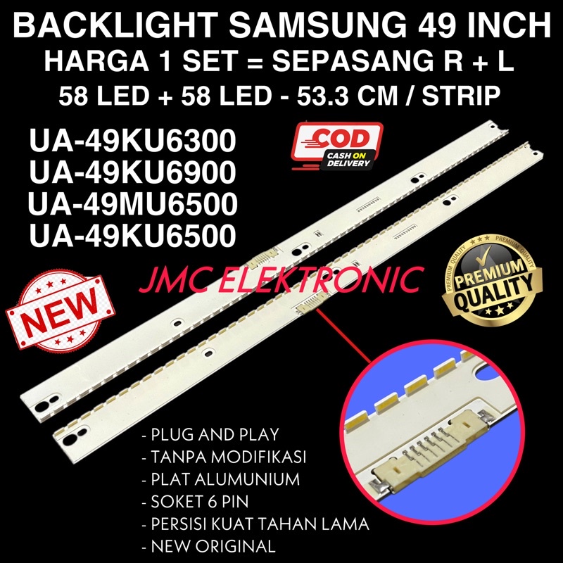 BACKLIGHT TV LED SAMSUNG UA49KU6300 UA49KU6900 UA49MU6500 UA49KU6500 UA-49KU6300 49KU6900 LAMPU LED BACKLIGHT 49 INCH 49IN