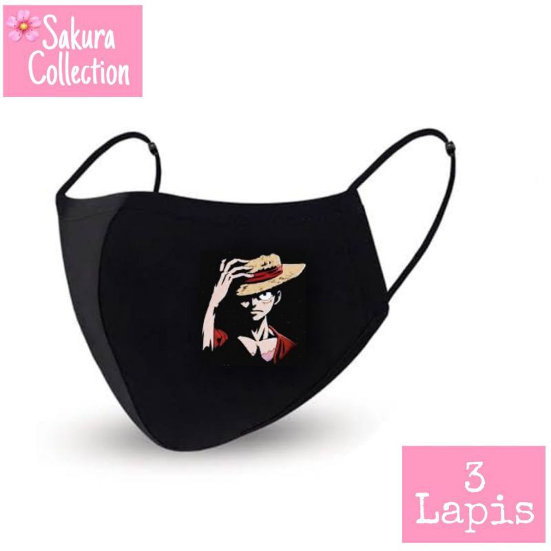 Masker Kain 3 lapis - One Piece Lutfi (Manusia Karet)