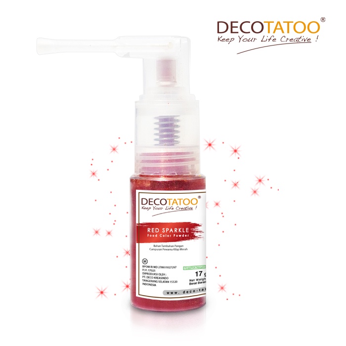 

Decotatoo Shiny RED SPARKLE Color powder spray 17 gr (pewarna makanan)
