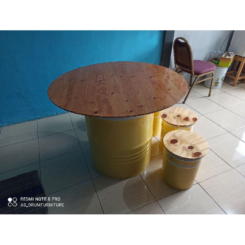 kursi tong kaleng dan meja drum custom ukuran