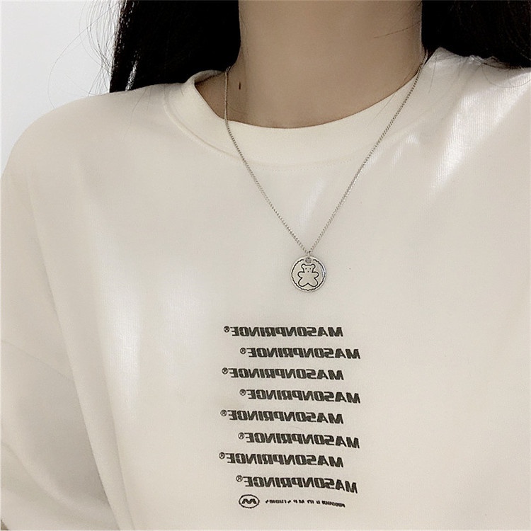 Simple and cute bear pendant collarbone cold wind hip-hop personality retro long wild sweater chain 210902