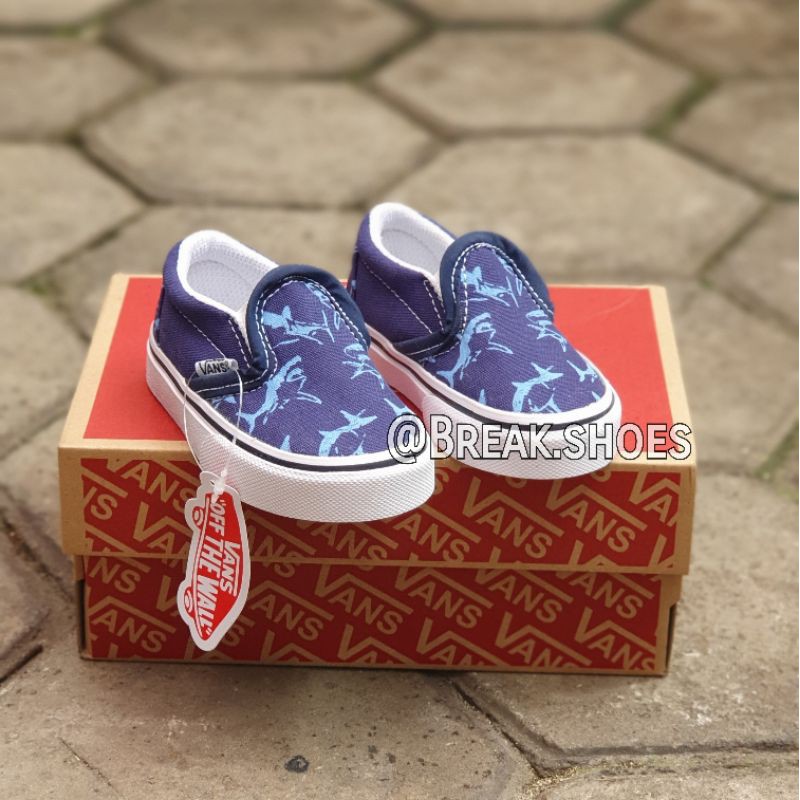 Sepatu anak vans slip on shark motif sepatu anak laki laki dan perempuan