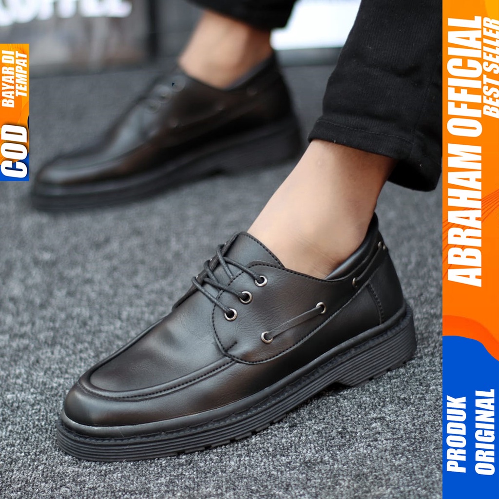 Sepatu Pantofel Kerja Formal Docmart Hitam Pria Abraham Lulja