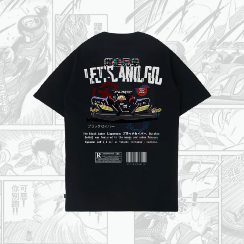 Black Saber Black Tshirt Lets And Go Mini 4WD Series Kaos Hitam