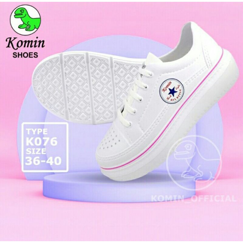 Sepatu Komin 076 Sepatu Sneakers model korea Keren, Elegan Heels 4,5 cm ( jangan lupa di lihat size chartnya sebab ukuran lebih BESAR dari sepatu pada umumnya / lainnya)