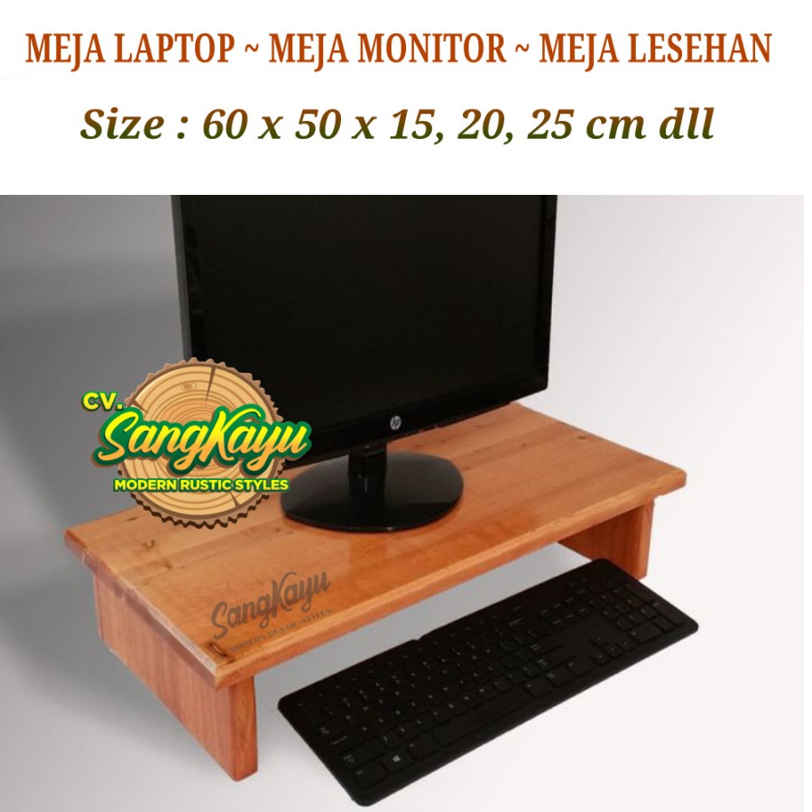 SangKayu Meja Monitor Meja Laptop 60x50 cm Meja Belajar Meja Lesehan Kayu