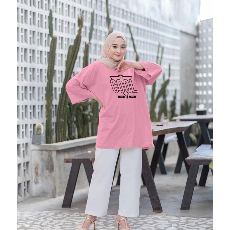 KAOS OVERSIZE TOP HIJAB WANITA BASIC COOL / OVERSIZE SLIT BLOUSE