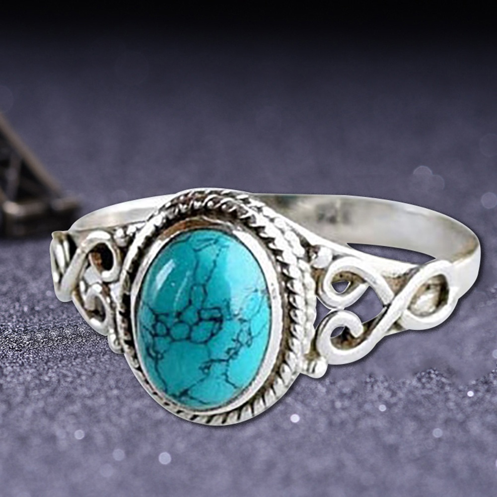 Hu Hu Hu Hu Hu Alat Bantu Pasang Kacamata♡ Cincin Batu Permata Turquoise Alami Antik Vintage Untuk Hadiah Pernikahan