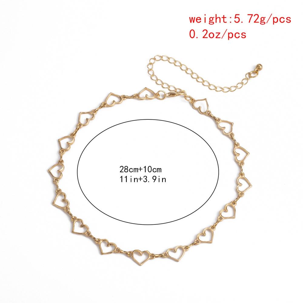 Kalung Bentuk Hati Geometris Warna Emas Perak Bahan Alloy Gaya Korea