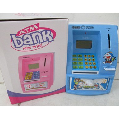 Celengan ATM Doraemon/Mesin ATM Bank Mini Uang Kertas Logam