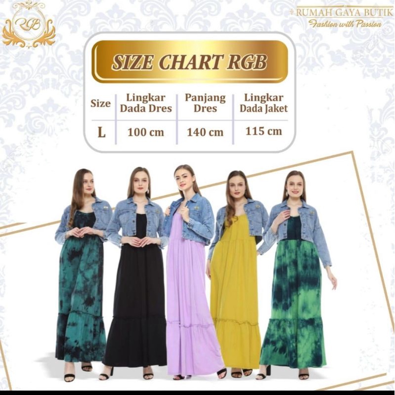 Dress oneset Jeans, Size L, LD 110, jeans LD 115cm, panjang dress 145cm